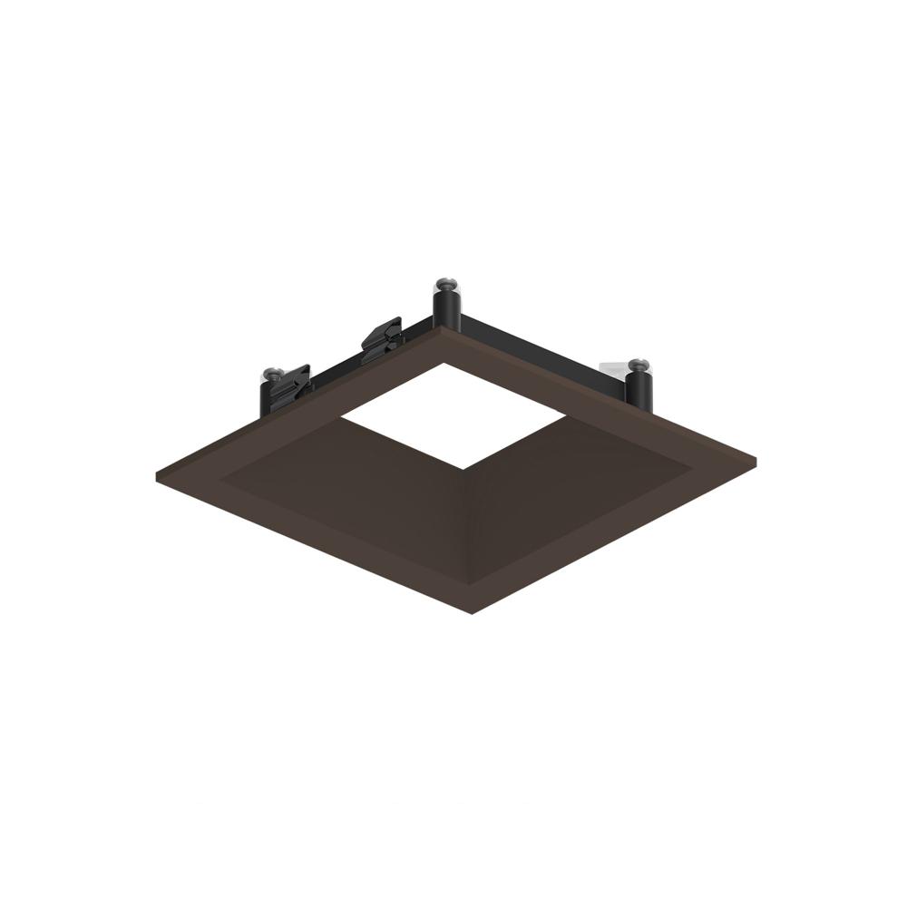 3" Apollo Square Flanged Downlight Trim with Clear Lens, Bronze Finish
