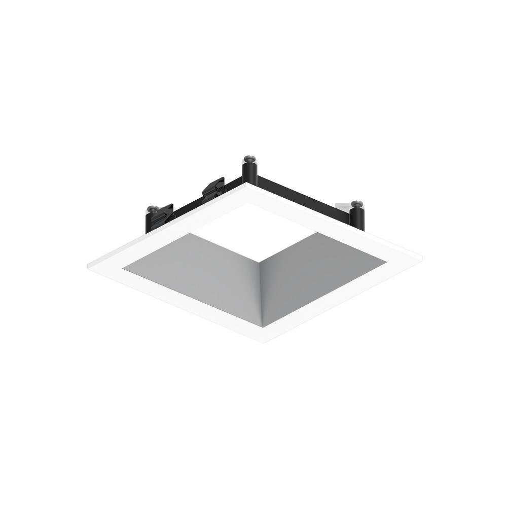 3" Apollo Square Flanged Downlight Trim, Haze Reflector / Matte Powder White Flange