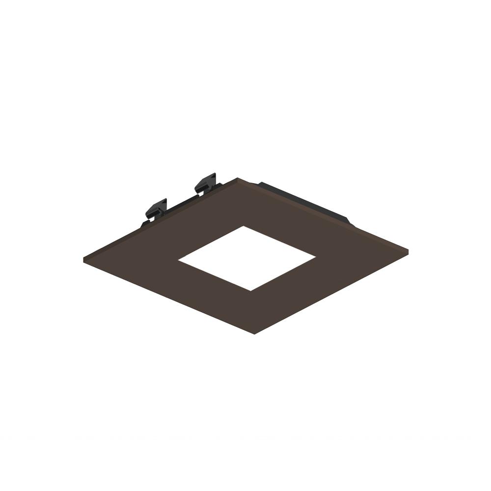 3" Apollo Square Flanged Pinhole Trim with Clear Lens, Bronze Finish