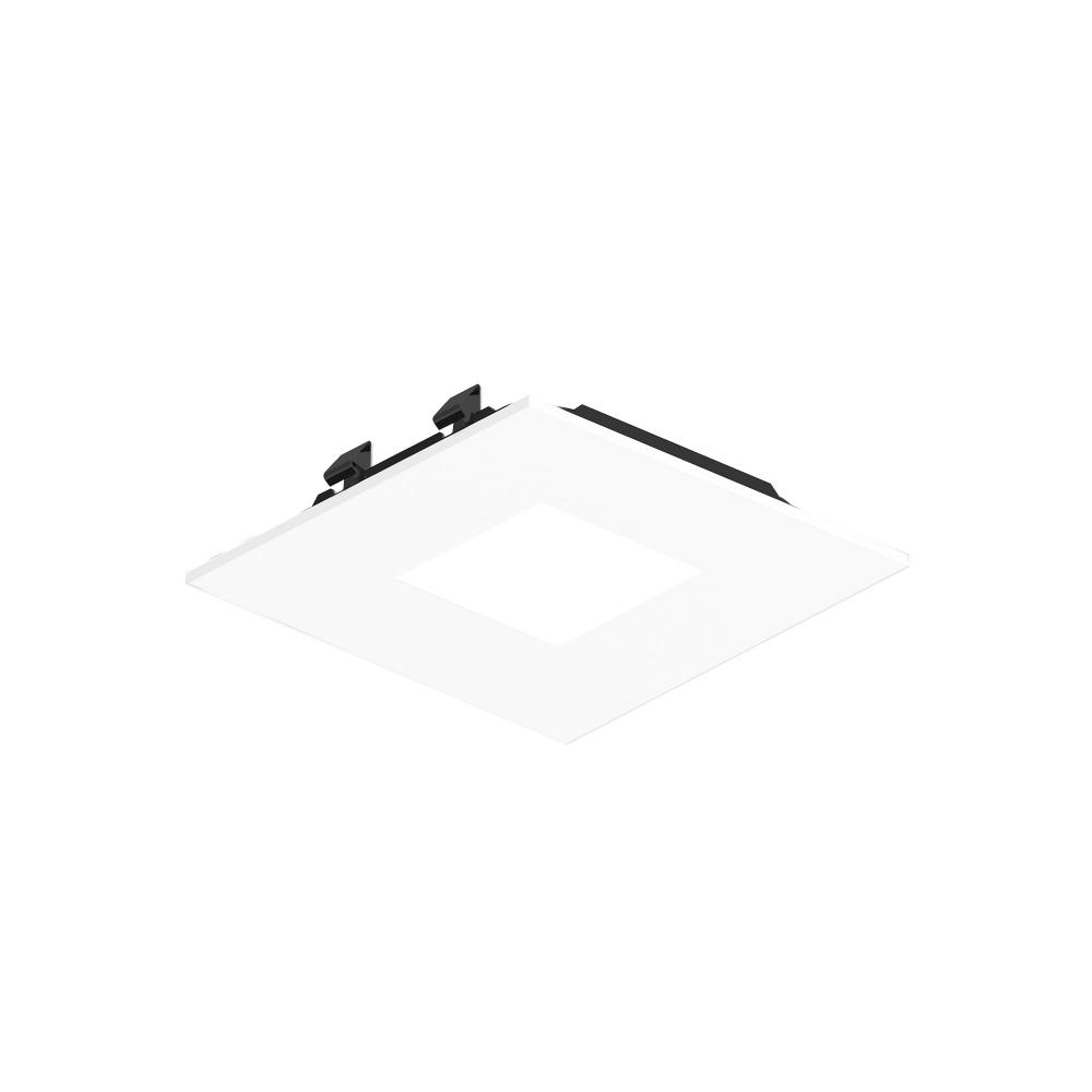 3" Apollo Square Flanged Pinhole Trim with Clear Lens, Matte Powder White Finish