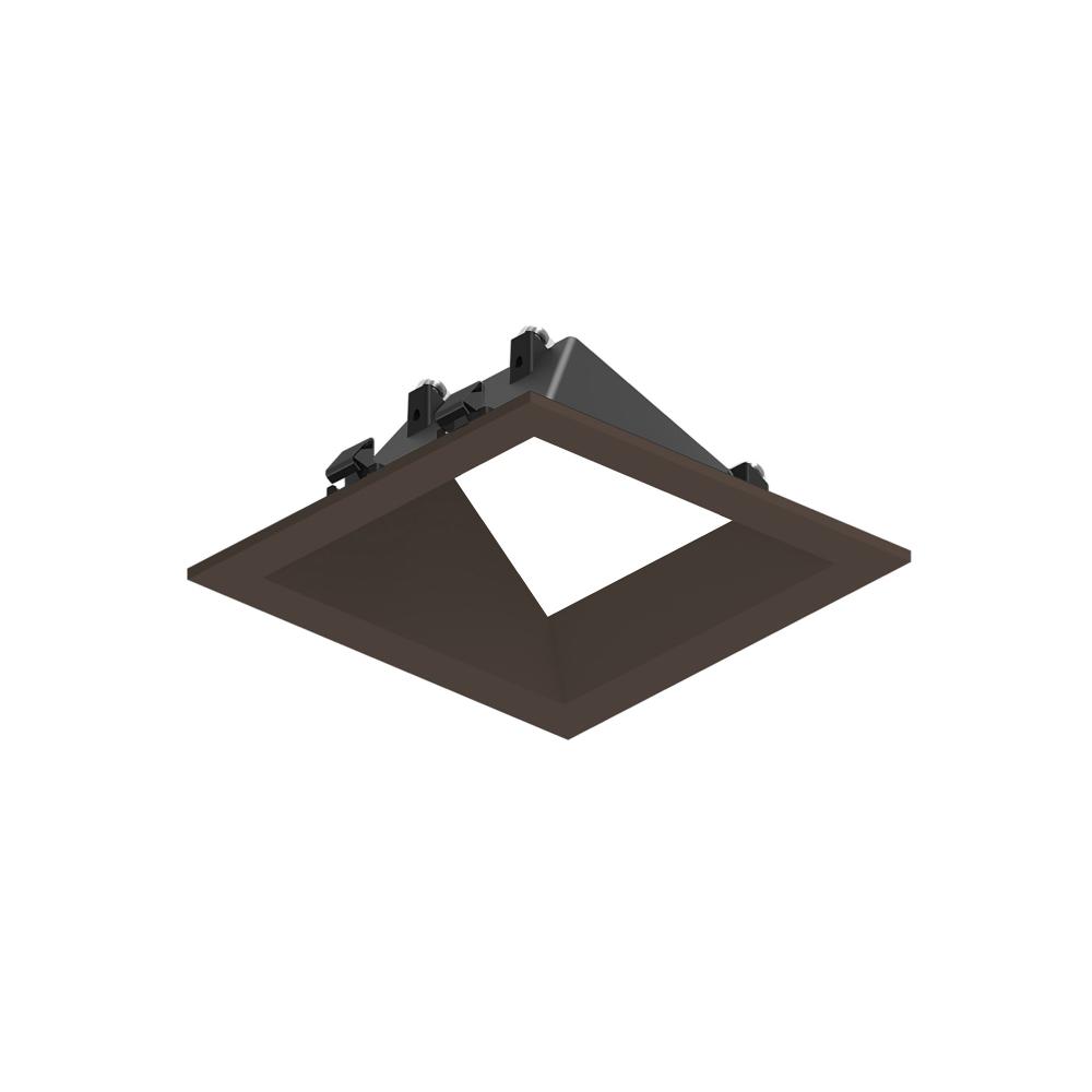 3" Apollo Square Flanged Wall Wash Trim with Clear Lens, Bronze Finish