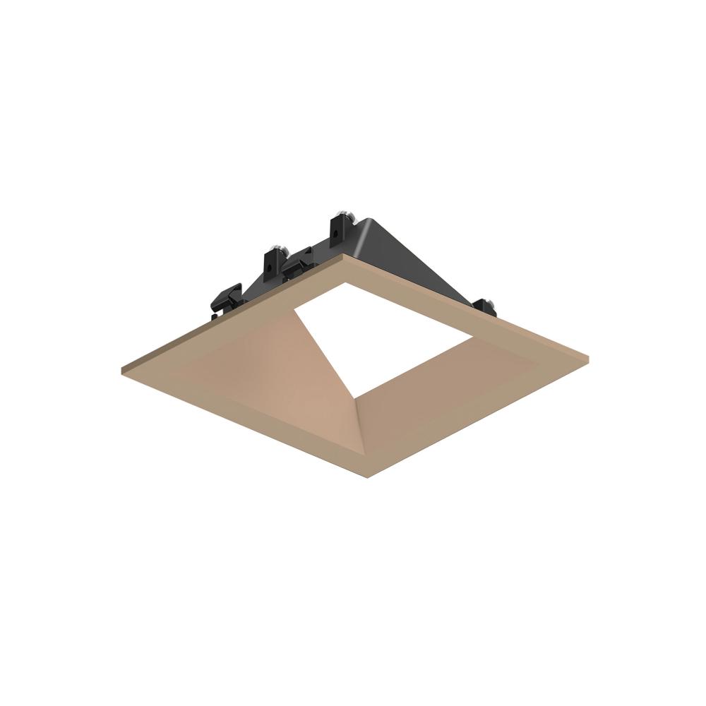 3" Apollo Square Flanged Wall Wash Trim with Clear Lens, Wheat Diffused Finish