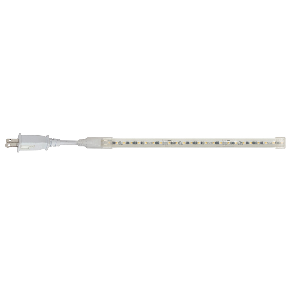 Custom Cut 5-ft 120V Continuous LED Tape Light, 330lm / 3.6W per foot, 3000K, w/ Mounting Clips and