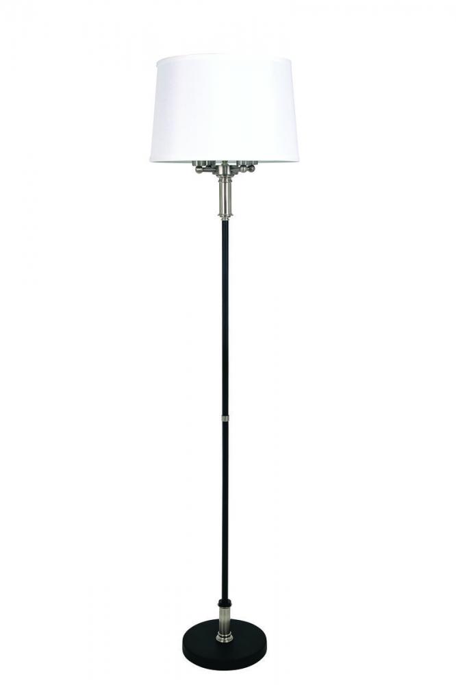 Alpine 4 Light Cluster Black/Satin Nickel Floor Lamp with White Silk Softback Shade