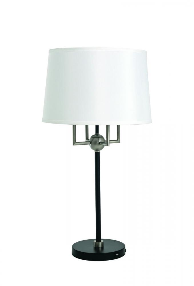 Alpine 4 Light Cluster Black/Satin Nickel Table Lamp with White Silk Softback Shade