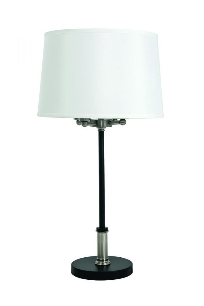 Alpine 4 Light Cluster Black/Satin Nickel Table Lamp with White Silk Softback Shade