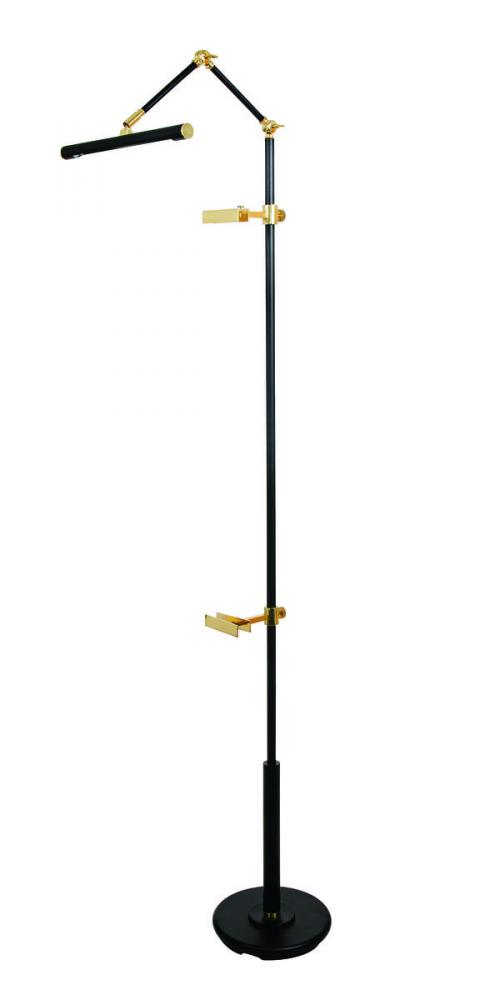 River North Easel Floor Lamp Black and Polished Brass Accents LED Slimline Shade