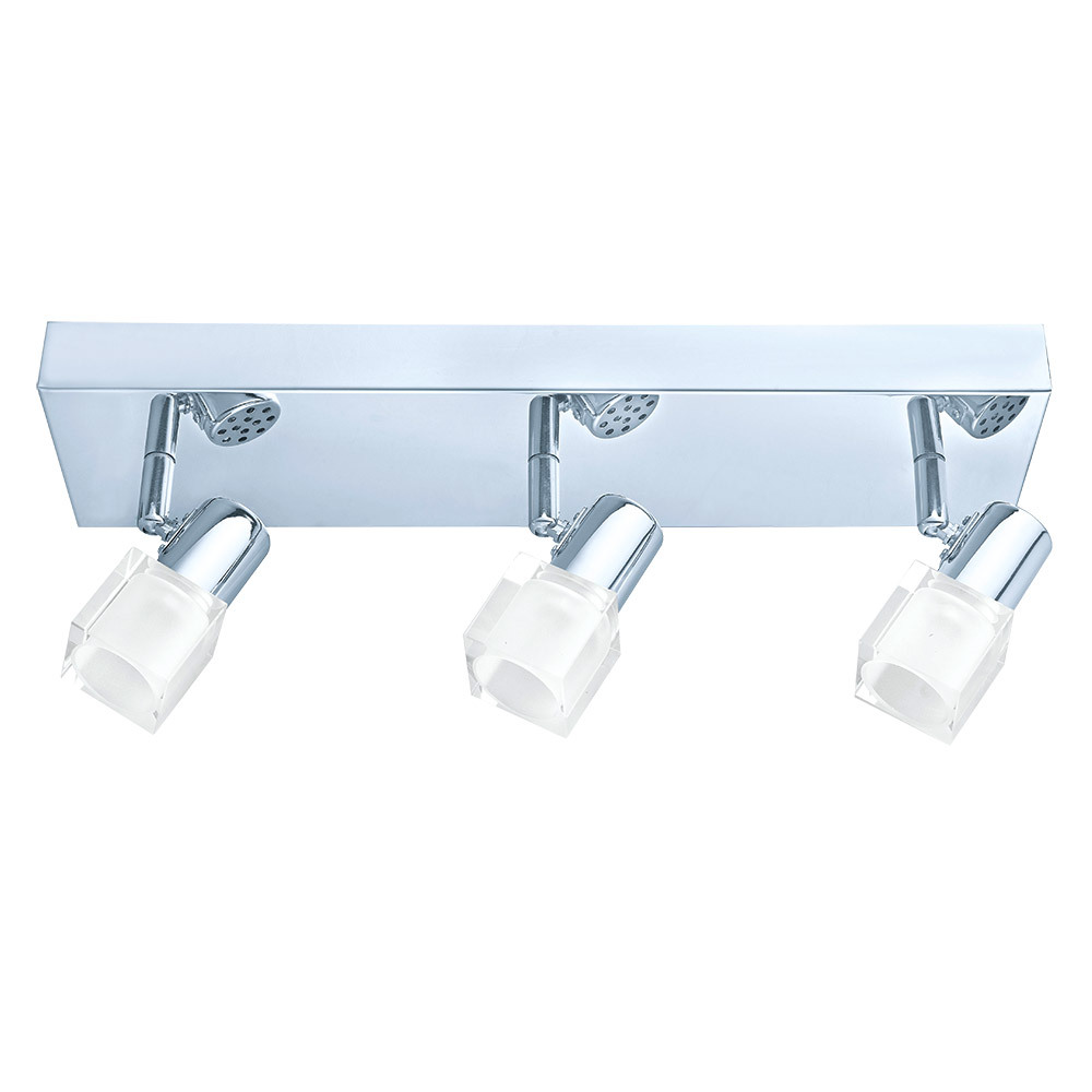 3 LT LED Fixed Track Light w/Chrome Finish & Satin Glass Surounded By Clear Glass Lamp Heads