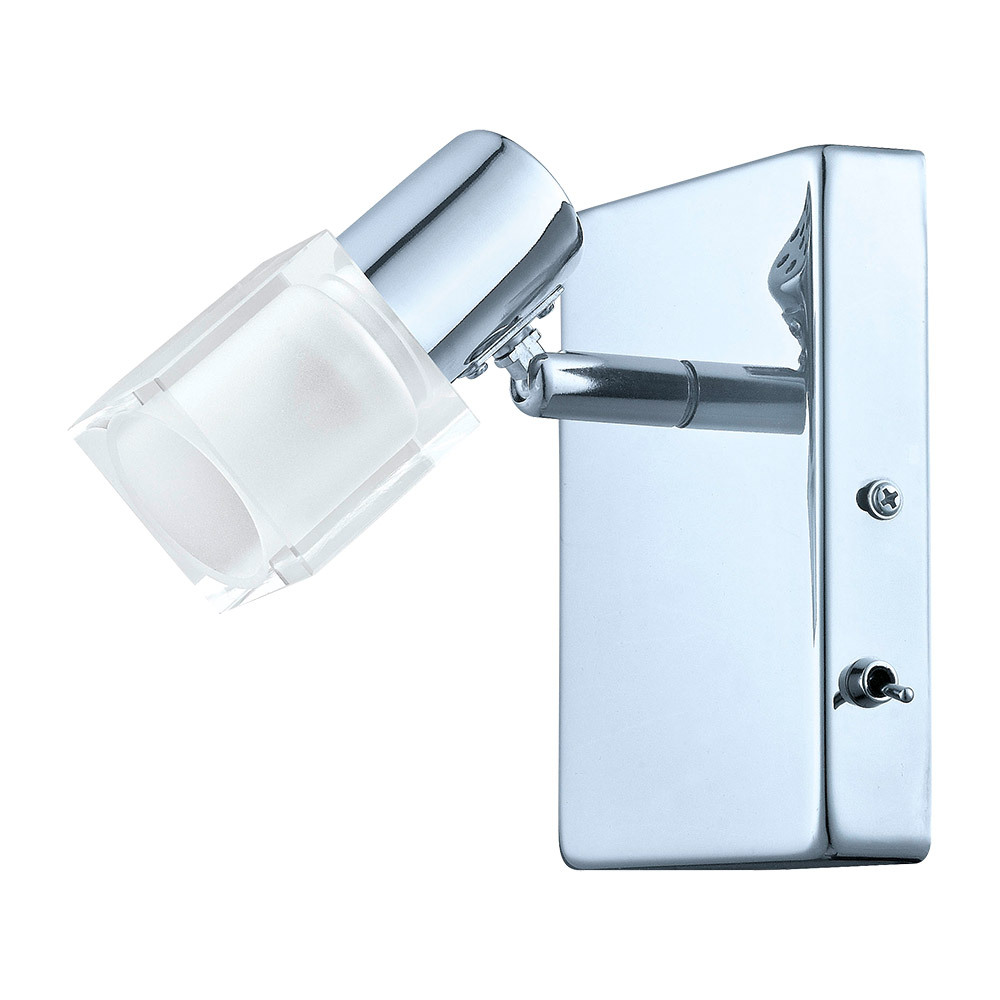 1 LT LED Wall Track Light w/ Chrome finish & Satin Glass Surrounded by  Clear Glass Lamp Head