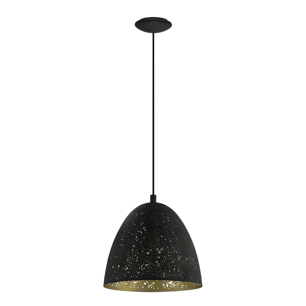 1 LT Mini Pendant w/ Matte Black Finish & Matte Black w/ Gold Interior Metal Shade