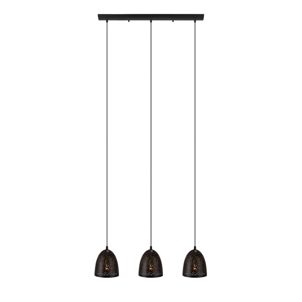 3 LT Linear Pendant w/ Matte Black Finish & Matte Black & Gold Metal Shades
