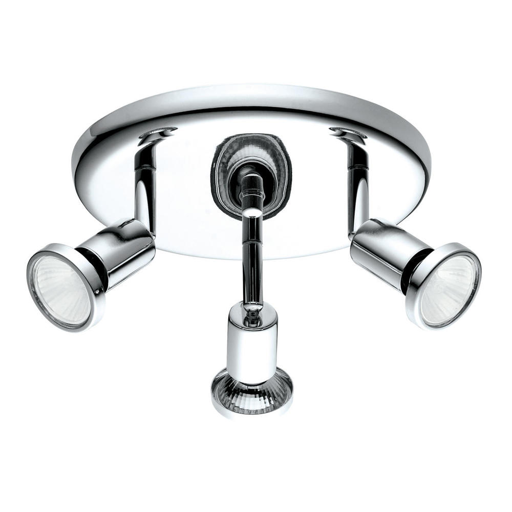 3 LT Round Ceiling Track Light w/ Chrome Finish & Adjustable Lamp Heads