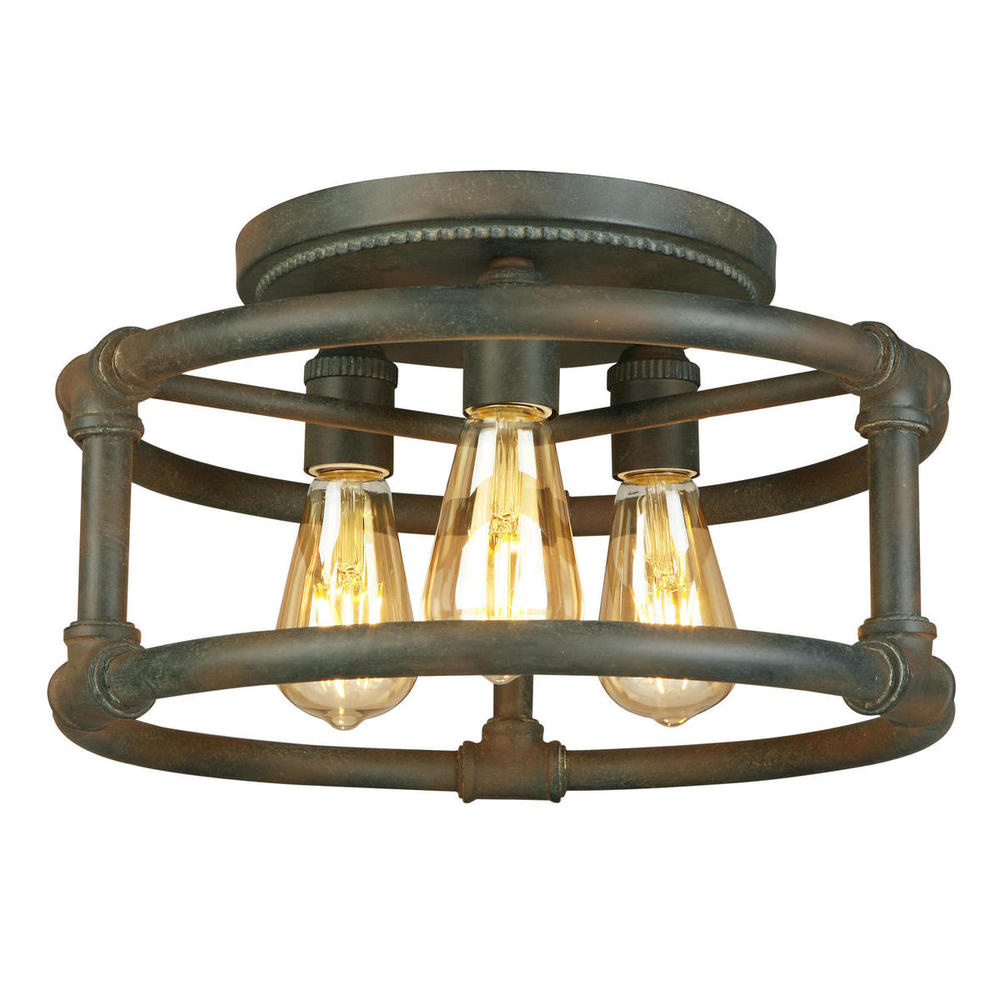 3 LT Open Bulb Ceiling Light w/ a Zinc Finish