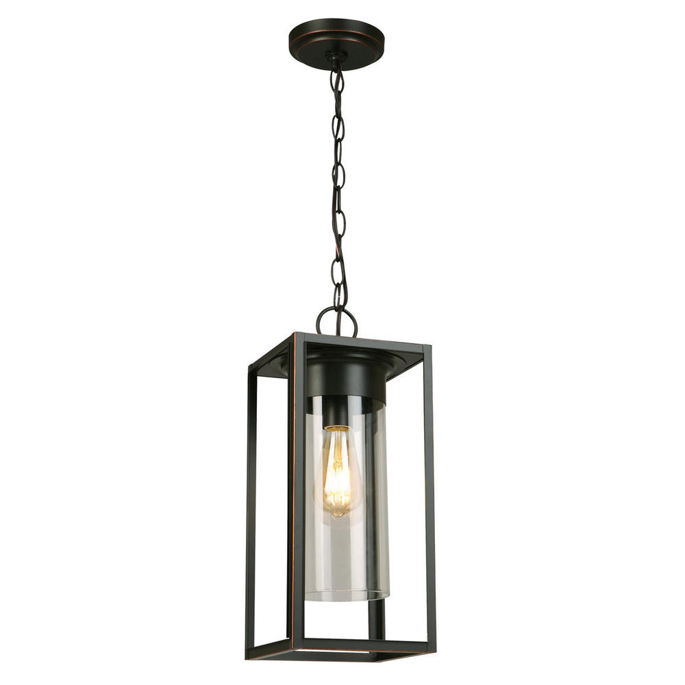 1 LT Outdoor Pendant w/ Oil Rubbed Bronze Finish & Clear Glass Shade