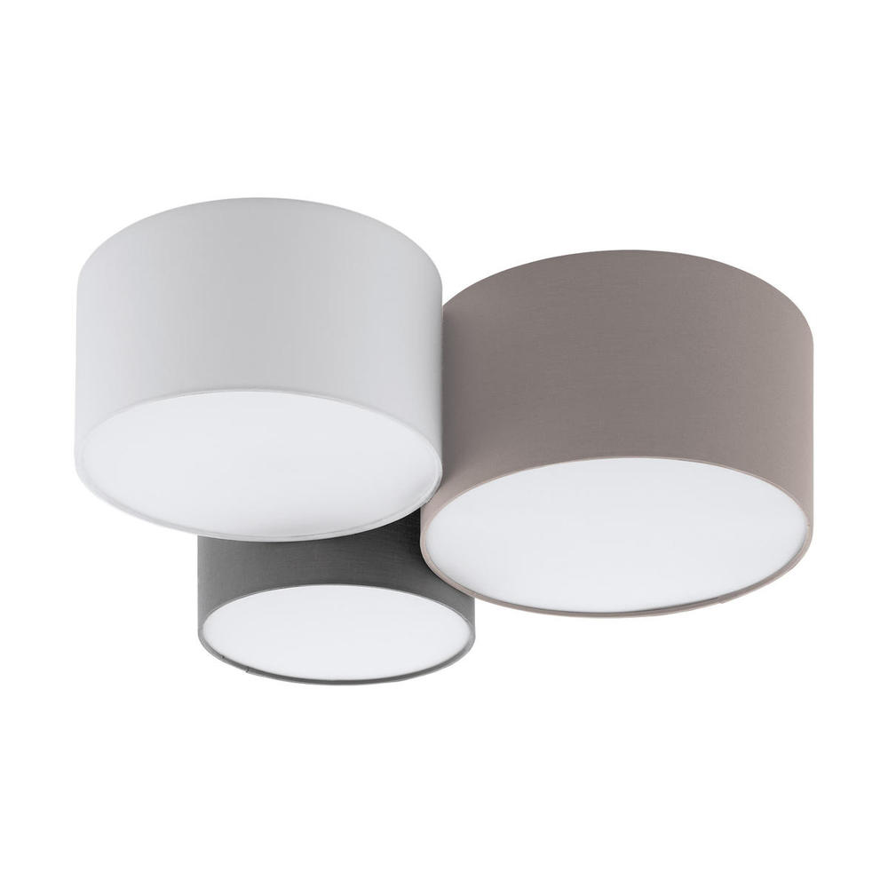 3 LT Ceiling Light w/ Taupe, White, & Grey Shades