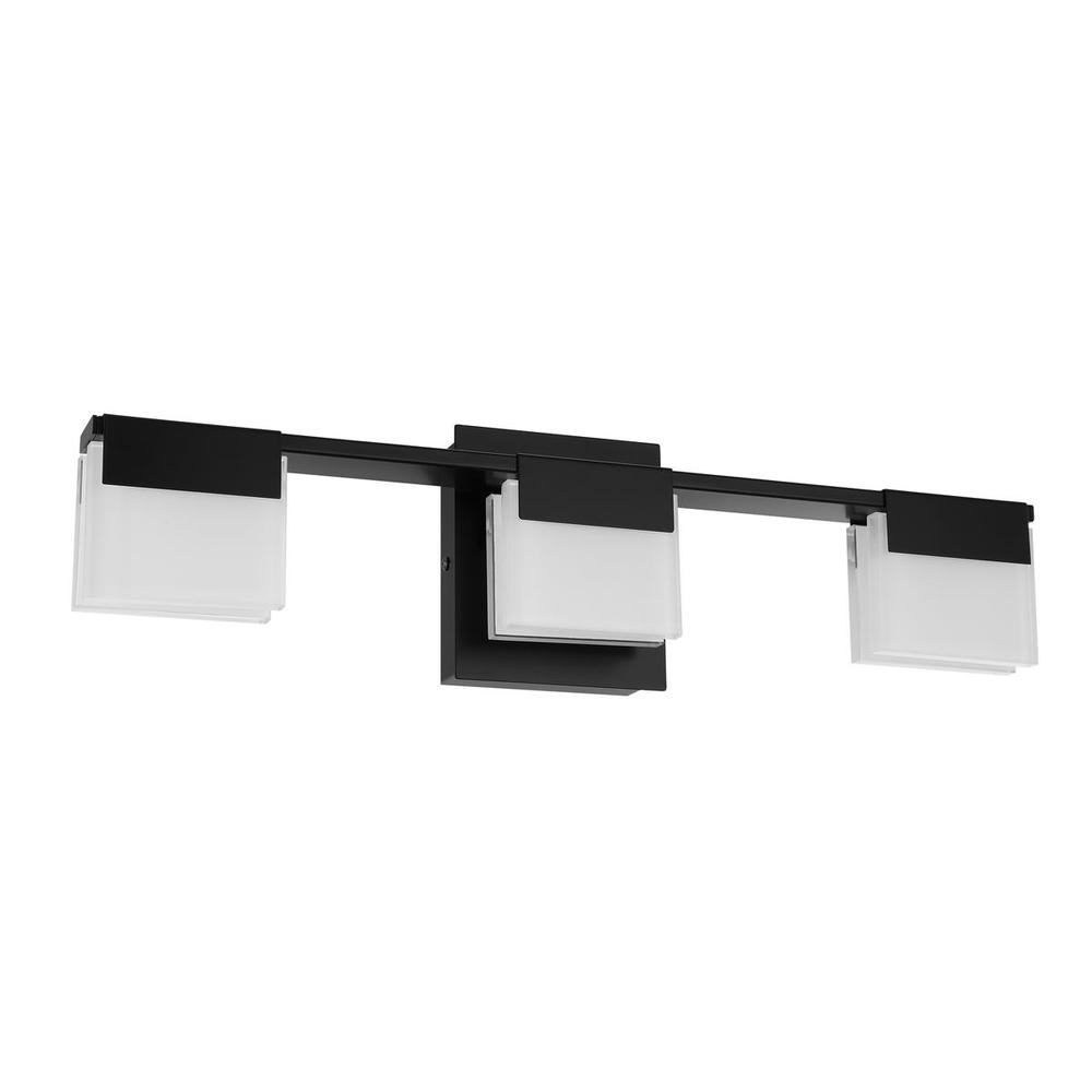 3 LT Integrated LED Bath/Vanity Light w/ Black Finish & Frosted Glass Shade