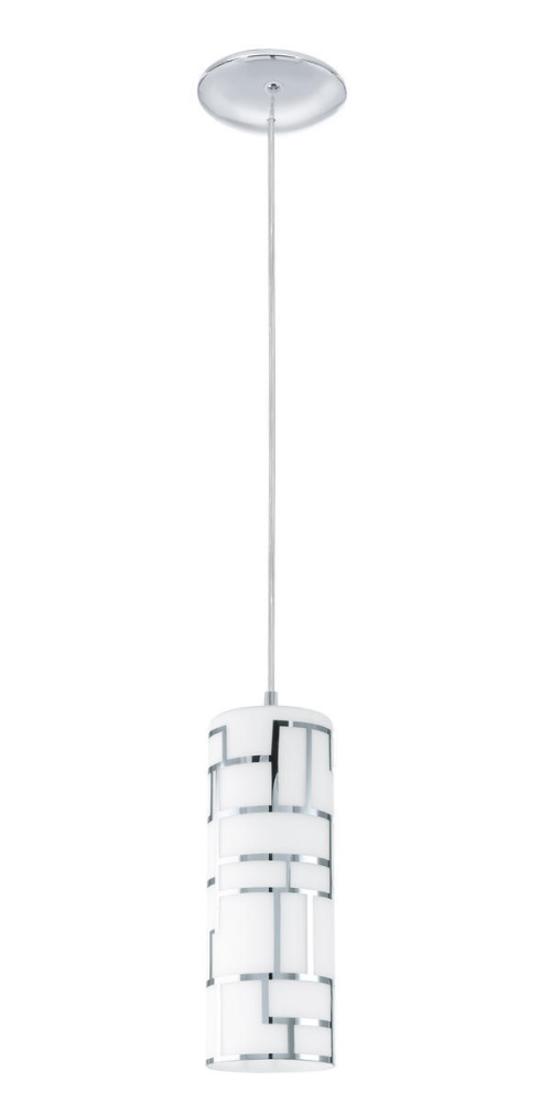 1 LT Mini Pendant w/ a Chrome Finish & White Décor Glass Shade