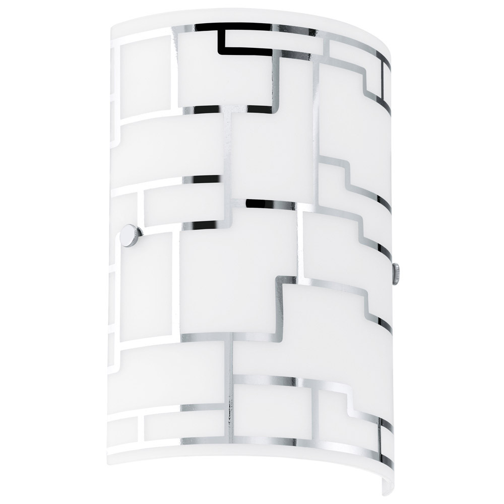 1 LT Wall Light w/ Chrome Finish & White Décor Glass Shade