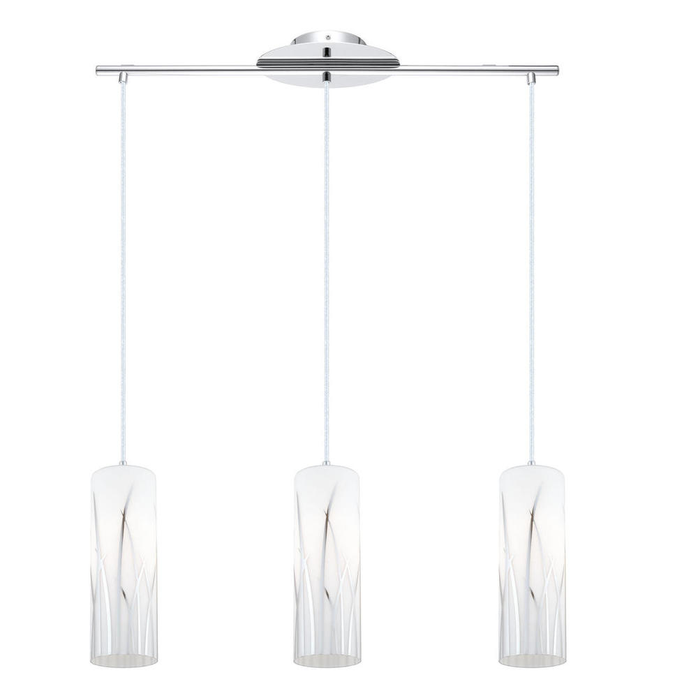 3 LT Linear Pendant w/ Chrome Finish & White w/ Chrome Accents Glass Shades
