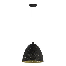 Eglo 202079A - 1 LT Mini Pendant w/ Matte Black Finish & Matte Black w/ Gold Interior Metal Shade