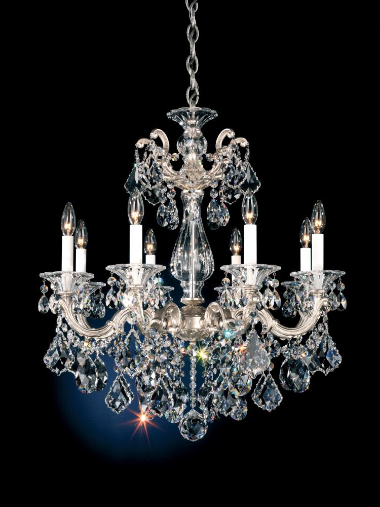 La Scala 8 Light 120V Chandelier in Florentine Bronze with Clear Crystals from Swarovski