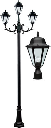 DANIELLA POST THREE LIGHT FIX W/ CLEAR GLASS 3 X LED 9
