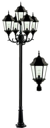5 LIGHT POST TOP FIX W/ CLEAR GLASS LED 20W 85-265V