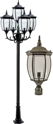 Dabmar GM3005-LED6-BZ - VICTORIA POST FIVE LIGHT FIX 5 X LED 6W 85-265V