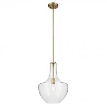 Kichler 42046NBRCS - Everly 19.75" 1-Light Bell Pendant with Clear Seeded Glass in Brushed Nickel