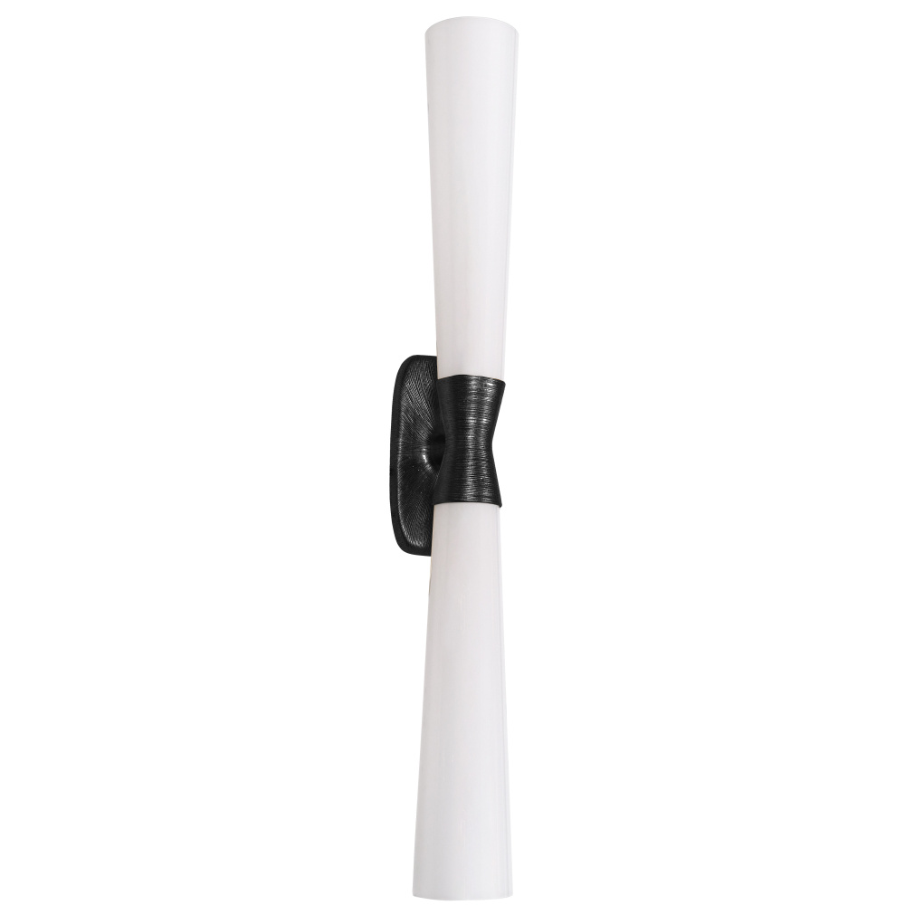 2 Light Wall Sconce in Matte Black w/ Opal Glass