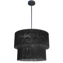 Dainolite CDL-204C-MB-BK - 4 Light Matte Black Chandelier w/ Black Fringe