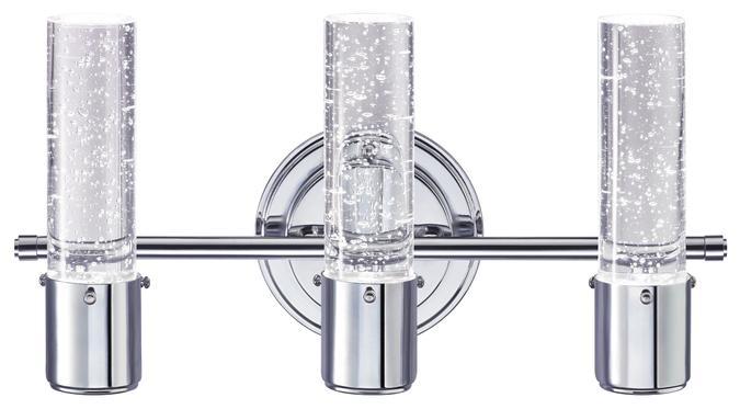 22W 3 Light LED Wall Fixture Chrome Finish Bubble Glass