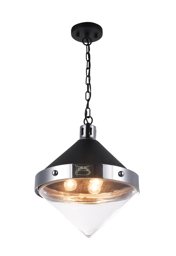 Sphericon Matte Black and Chrome Pendant