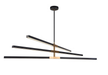 Matteo Lighting C64769MBAG - Lineare Matte Black and Aged Gold Brass Pendant