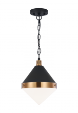 Matteo Lighting C72201AGOP - Sphericon Matte Black and Aged Gold Brass Pendant