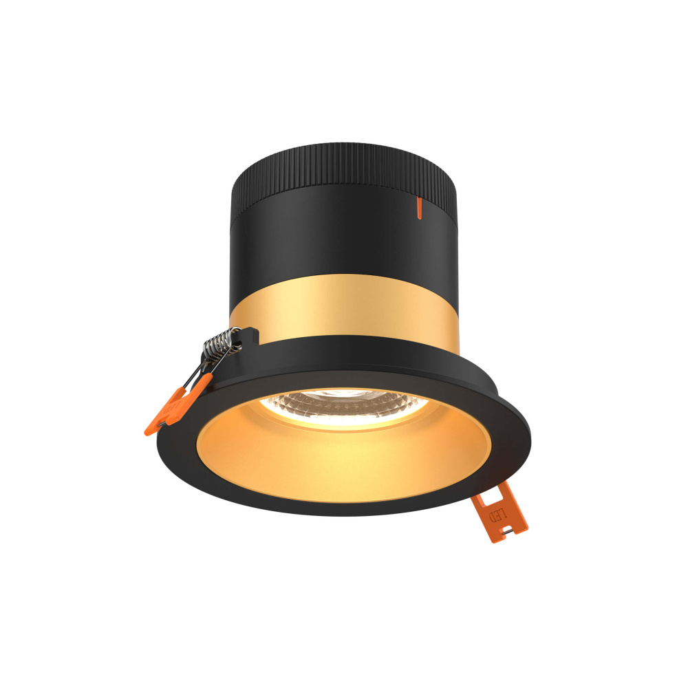 4in Modular Downlight, 5CCT, 20 degree Beam Angle, Regressed, Gold, Black Trim