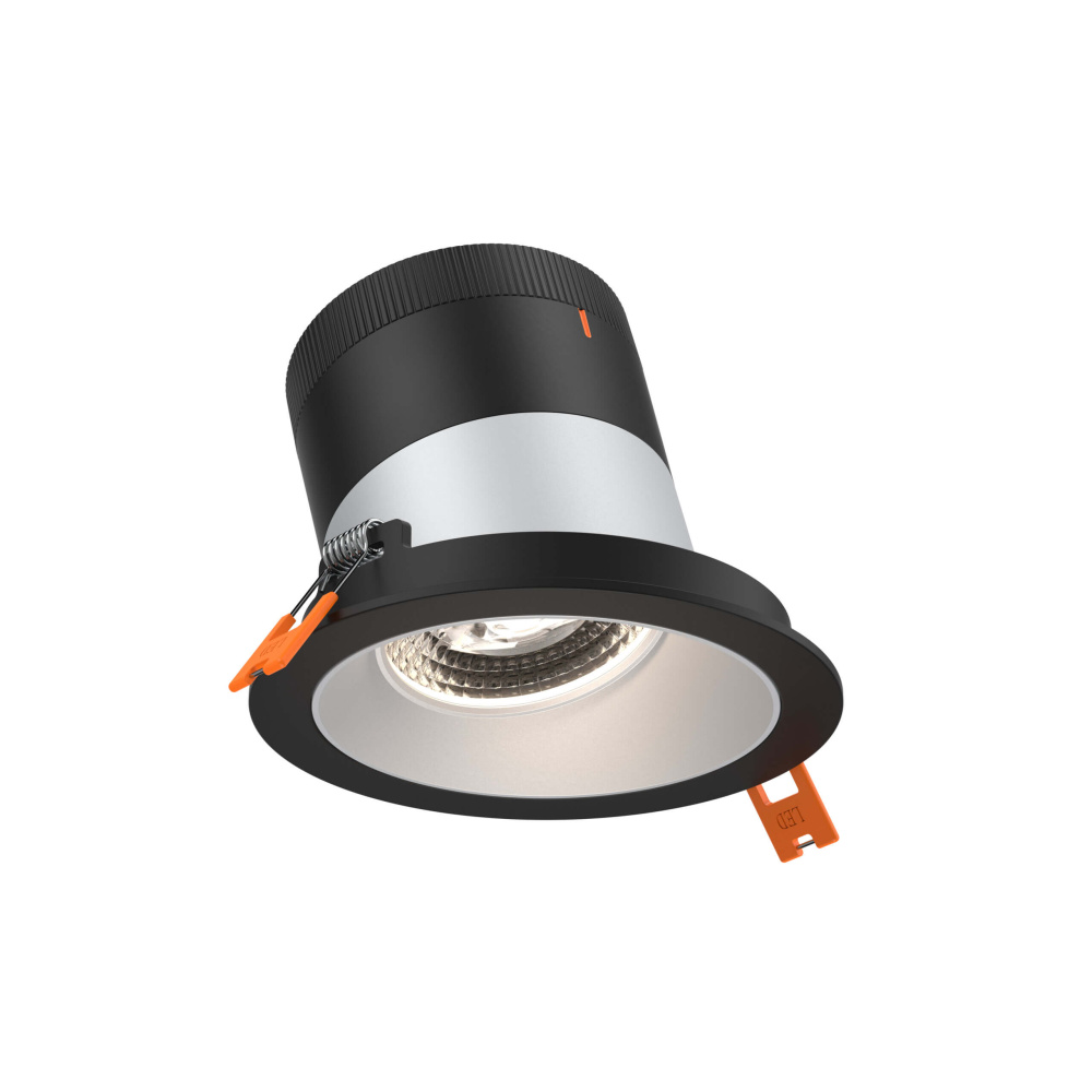 4in Modular Downlight, 5CCT, 60 degree Beam Angle, Slope Ceiling, Alzak, Black Trim