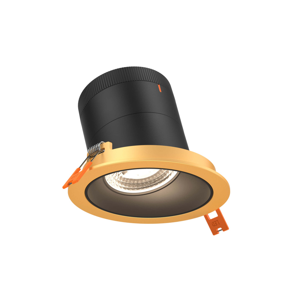 4in Modular Downlight, 5CCT, 60 degree Beam Angle, Slope Ceiling, Black, Gold Trim