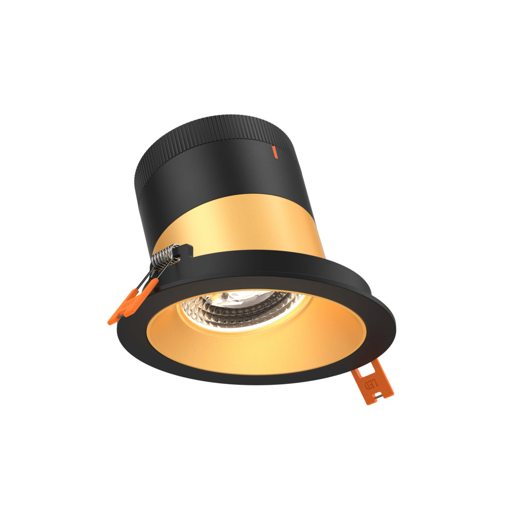 4in Modular Downlight, 5CCT, 60 degree Beam Angle, Slope Ceiling, Gold, Black Trim