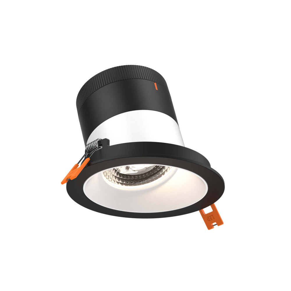 4in Modular Downlight, 5CCT, 20 degree Beam Angle, Slope Ceiling, White, Black Trim
