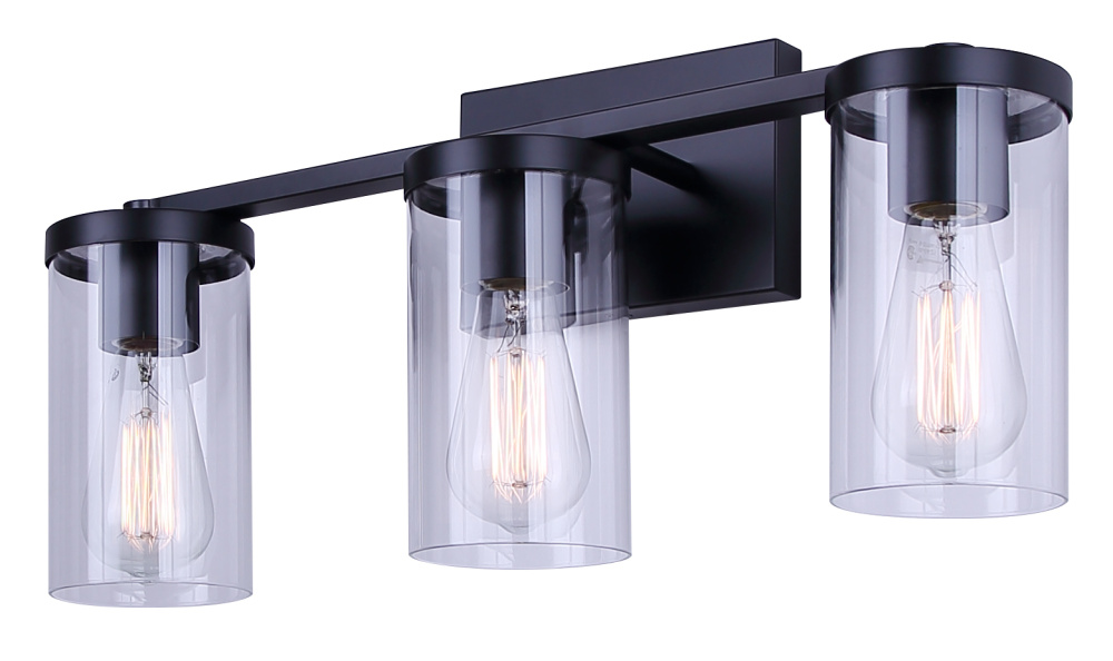 Britton 3-Light Vanity Fixture, 21 Inch, Matte Black Finish