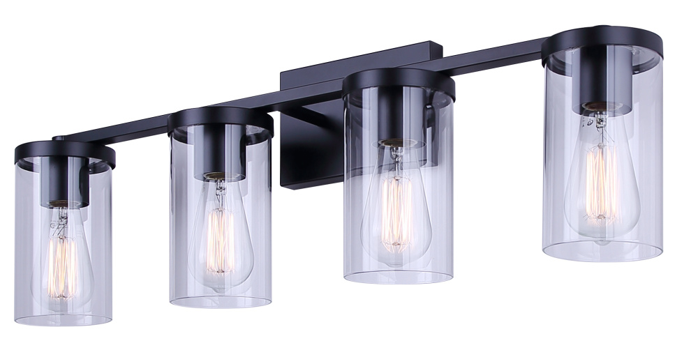 Britton 4-Light Vanity Fixture, 28 inch, Matte Black Finish