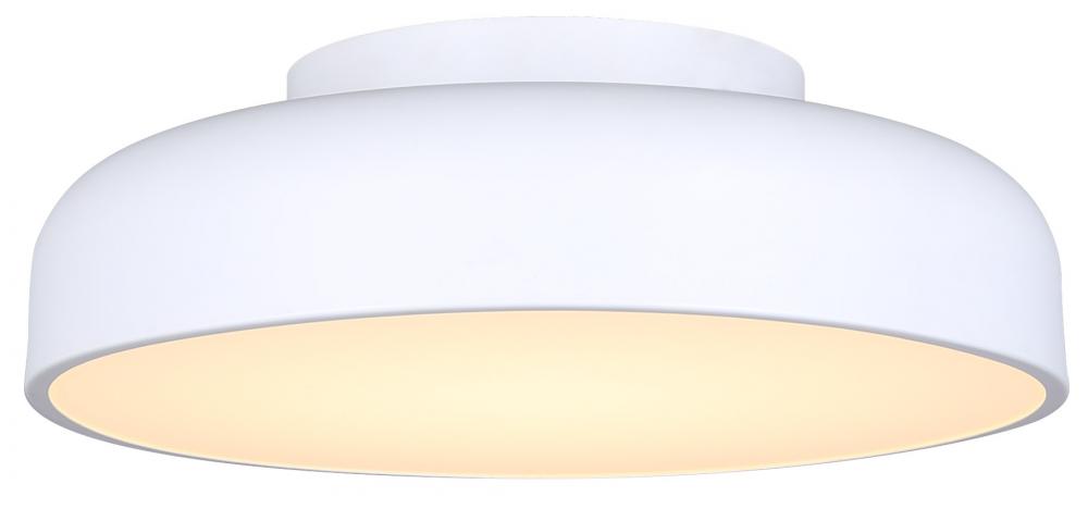 ZARIA 13.88 in. 1 Light Integrated LED White Contemporary Flush Mount with White Metal Shade