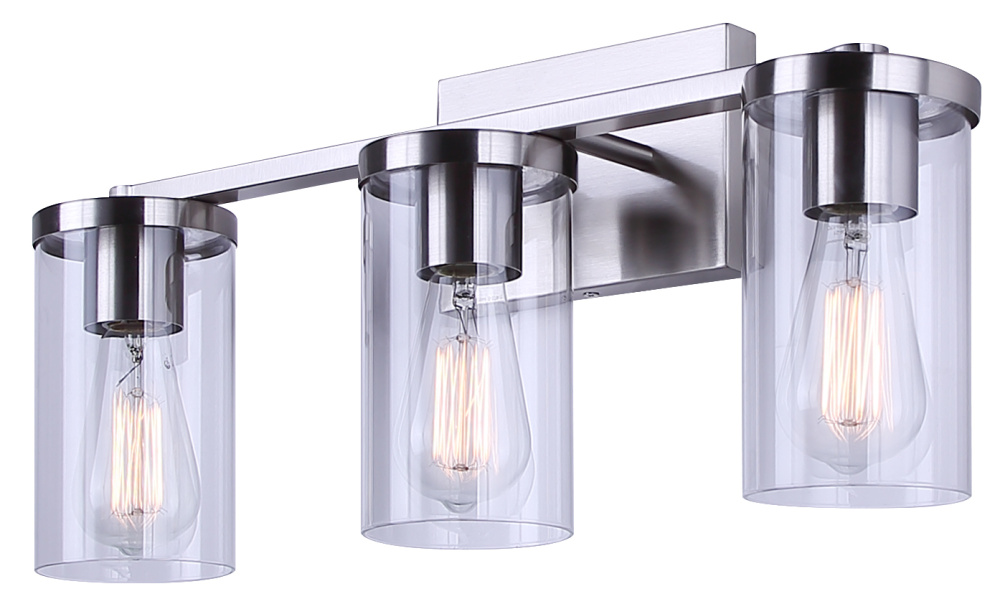 Britton 3-Light Vanity Fixture, 21 Inch, Brushed Nickel Finish